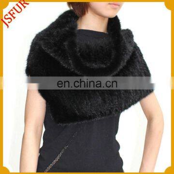 Latest Fashion winter women's black knitted mink shawl