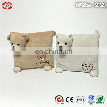 Two colors option cute bear square soft stuffed kids cushion