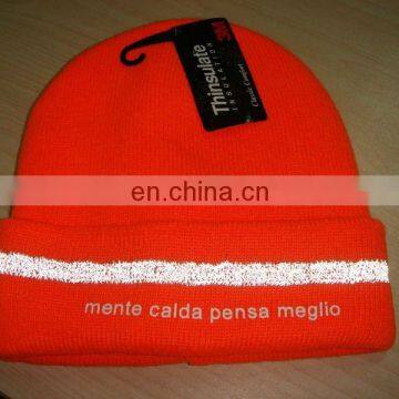 Profession customize Bright Safe Knitted Hat with Reflex Stripe