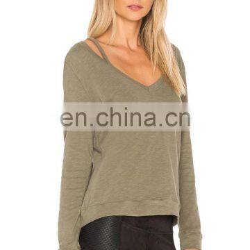 2017 new design custom logo aerobic activewear tshirt long sleeve oversized tshirt