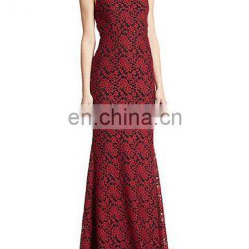 High quality Lace sleeveless embroidered floral lace takes shape in an open-back design bodycon party evening dresses