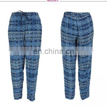 Latest Custom Design Women Floral Printed Casual Chinos Pants Twill Pants photo-3