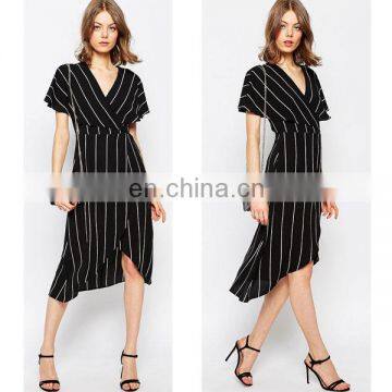 Classical black stripe women dresses fromal dress latest women clothing