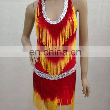 Beautiful sexy halter Latin dance dress with long tassel L-7049#