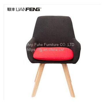 2018 leisure chair home fabric chair with wooden legs