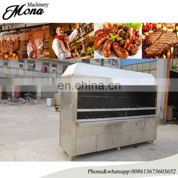 Automatic rotating indoor barbecue charcoal grill machine with stainless steel and smoker