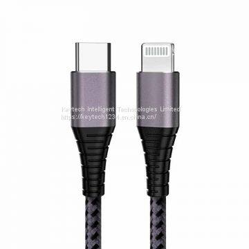 KAL020 023 PD 3A Fast Charger Cable Lightning to Type C Nylon Braided Data Cable for iphone 8 X Xr