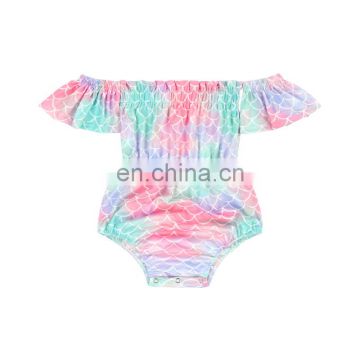 Cute Girl Mermaid Bodysuit Off Shoulder Bodysuit Romper Onesie Baby Clothes