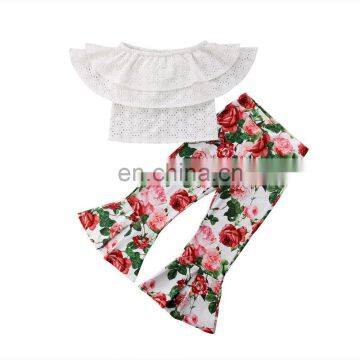 New Model Off Shoulder Short Frock Designs Toddler Girl Boutique Outfits Clothing Spring Baby Clothing Set