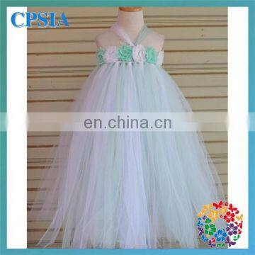 Blue Flower Children Girl Dress Fashion Kids Girls Boutique Two Layers Dress Factory Price Baby Girls Tutu Dresses photo-5