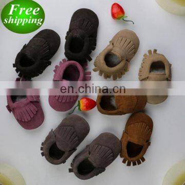 Baby Suede Genuine moccasins Toddler fringe walker shoes soft