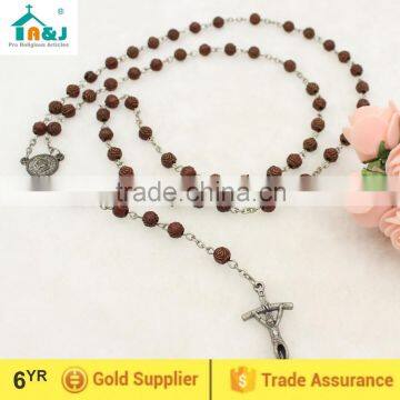 Hot sale religious alloy plastic rosary bead necklace