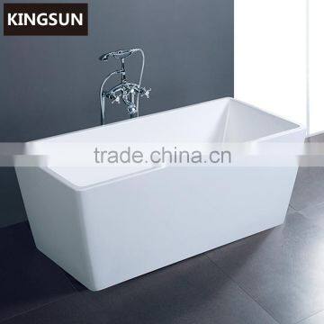 Simple Style White Acrylic Rectangle Freestanding Indoor One Person Tub