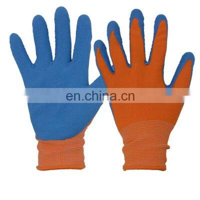 HANDLANDY Hot sale household 13G polyester latex wrinkle coating foam dipping outdoor palm working fabric floral garden gloves