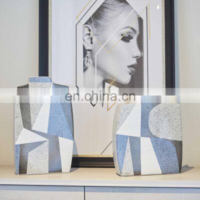 Creative Modern Fashion Decal Porcelain Vase Geometric Design Flower Ceramic For Home Decor