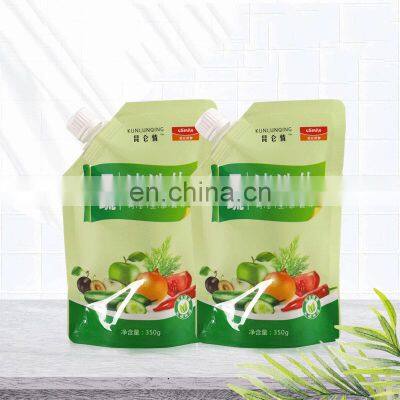 Custom Printed Food Grade Aluminum Foil Stand Up Spout Pouch Plastic Liquid Stand Up Pouch with Nozzle for Salt