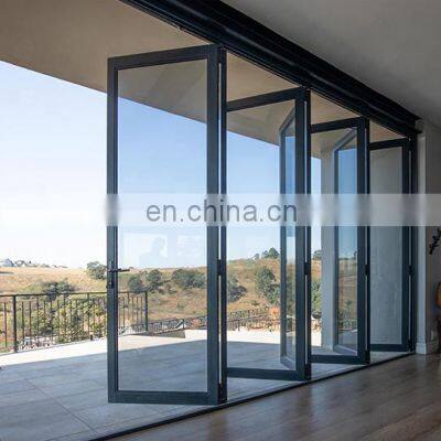Factory Price Narrow Aluminum Frame Folding Double Glass Patio Doors