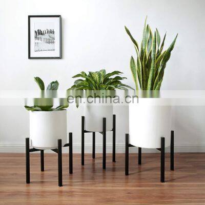 Plant Pot Home Cheap Artificial Indoor White Garden Wholesale Iron Metal Adjustable Stand Ceramic Planters & Flower Plant Pot