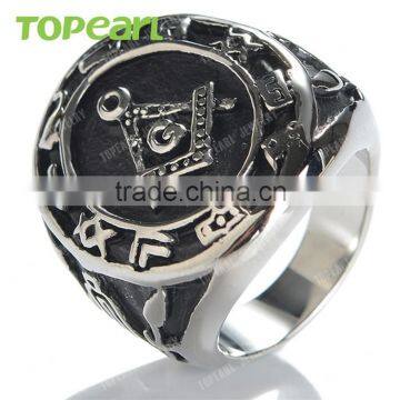 Topearl Jewelry 2016 Trending Masonic Party Ring Engraved Stainless Steel MER05-15