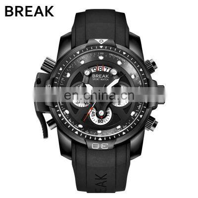 BREAK 5601 Men'S Fashion Casual Silicone Quartz Auto Date Luminous Pointer Watch