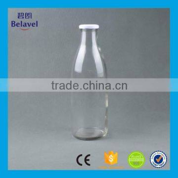 Whoelsale empty juice bottle with metal lid 1000ml glass milk bottle