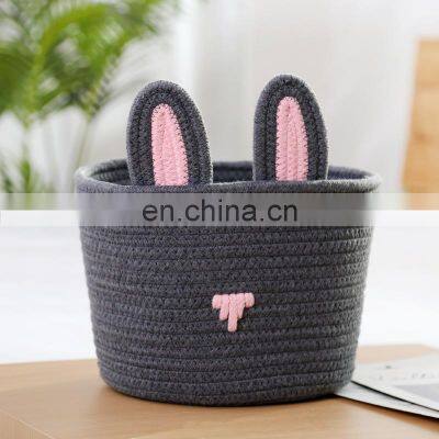 INS Style Nordic Environment-Friendly Cartoon Cotton Cord Rope Toy Snack Cloth Storage Woven Basket photo-5