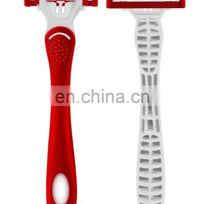 IGUETTA Triple Blades Red Women Razor Blade Hair Remover Plastic Rubber Handle Safe Steel Blades Aloe Lubricant Strip GF2-2001 photo-2