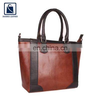 Modern Design Luxury Fashionable Stylish Look Cotton Lining Material Women Genuine Leather Handbag Exporter