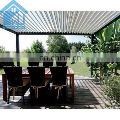 Motorized Opening Louvered Roof Swimming Pool Pergola House With LED Strips aluminum pergola