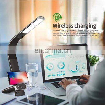 2022 Eye Caring Wireless Charging Usb Modern Charger Fast Led Desk Lamp For Work Study Learning Table Lamp photo-3