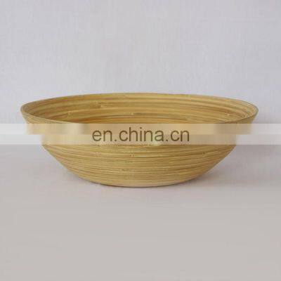 Natural Round Set of 3 Natural Spun Bamboo Salad Bowl, Handmade Serving Bowls With Lacquer Outside Wholesale photo-2