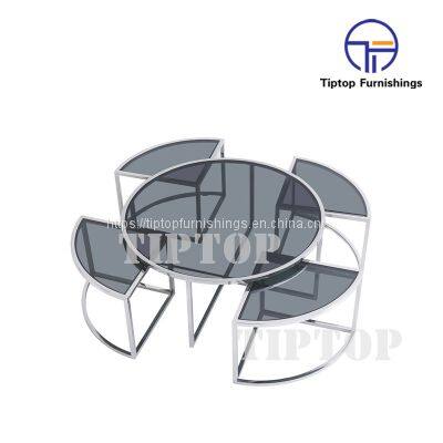 Modern Living Room Gold Stainless Steel Frame Small White Marble Desktop Sofa Center Table