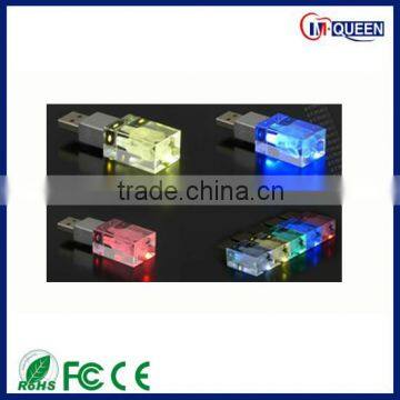 Shenzhen 3D Laser custom logo crystal USB 2.0 Crystal usb flash drive memory with Different Led Light Inside.                        
                                                Quality Choice