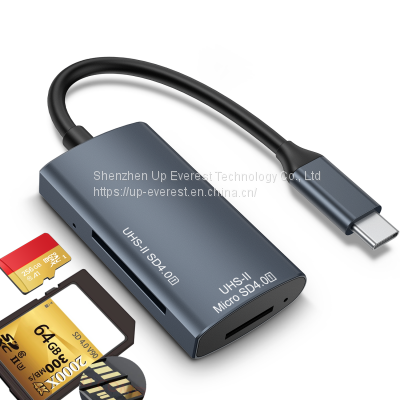 Aluminum Alloy Professional UHS-||SD 4.0+ UHS-|| Micro SD 4.0 Interface TYPE-C 3.1 Card Reader photo-2