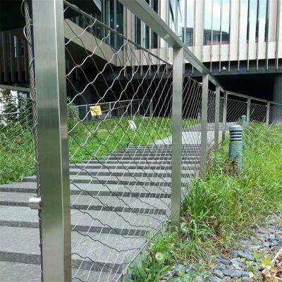 Road handrail pedestrian street flexible stainless steel rope fence net manufacturers