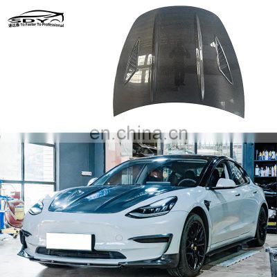 Model3 CMST Style  Carbon Fiber Engine Hood Engine Bonnet Cover For Tesla Model3