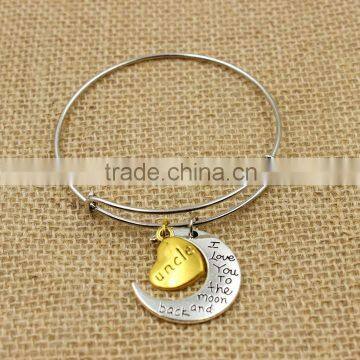 2016 New design expandable alex bangle bracelet with uncle alloy charm family changeable sets