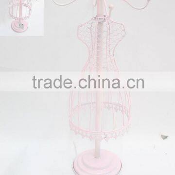 Pink dress style metal coat hanger