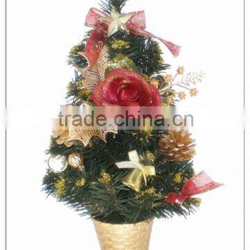 45cm Mini Artificial Christmas Tree With Rattan Bottom - Colored Desk -Top Decoration photo-2