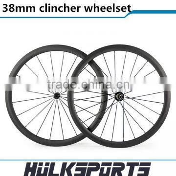 700C full carbon road bicycle wheelset 38mm clincher powerway r13 hub carbob bike wheels