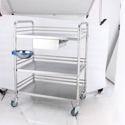 Stainless steel handcart, hospital trolley equipment cart, dental small cart, operating room instrument storage tool cart medical trolley