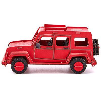 OEM ODM Recreational Realistic 3D Paper Model SUV Cars Paper Craft Red Wrangler Toy Car for Girls and Boys Kids Toys