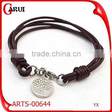 Wholesale Leather Engravable Bracelets With Pendant Mens Leather Bracelet photo-2