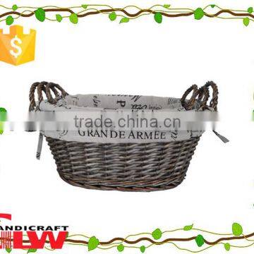 set of 3 oval wicker fruit basket with handle, 100% handmade basket