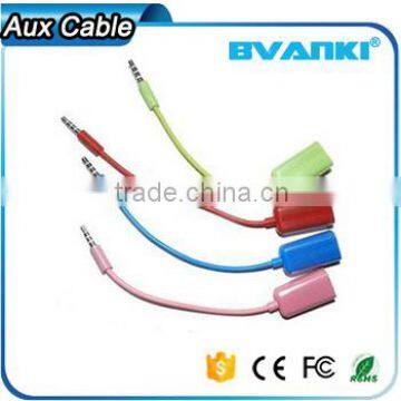 2016 Top selling products in alibaba High Grade One male to 2 Female 3.5mm Jack Car Aux Audio Video Cable free samples