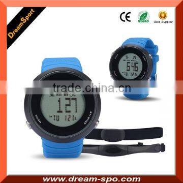 Heart Rate Pedometer with 3d Sensor Calorie Step Sport Watch with Chest Belt Round Case OEM Colors