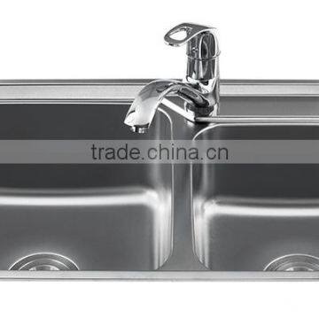 Double bowl stainless steel kitchen sink