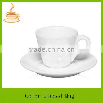 6oz white coffee mug with saucer set, mini coffee cup for restaurant, coffee cup hot sale