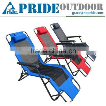 Cheap Metal Folding Beach Chaise Lounge Chair With Pillow Outdoor Wholesale Lounge Furniture