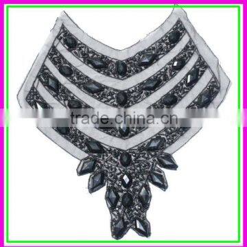 Factory OEM/ODM Garments Accessories Collar,Handmade Cheap Black Acrylic Big Beaded False Collar for Wedding Dress